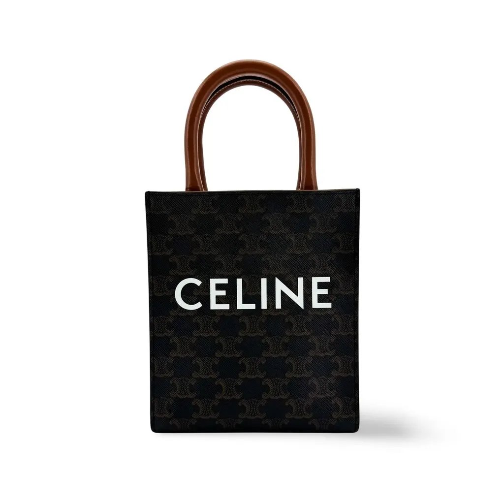 Celine Mini Vertical Cabas in Triomphe Canvas Tan