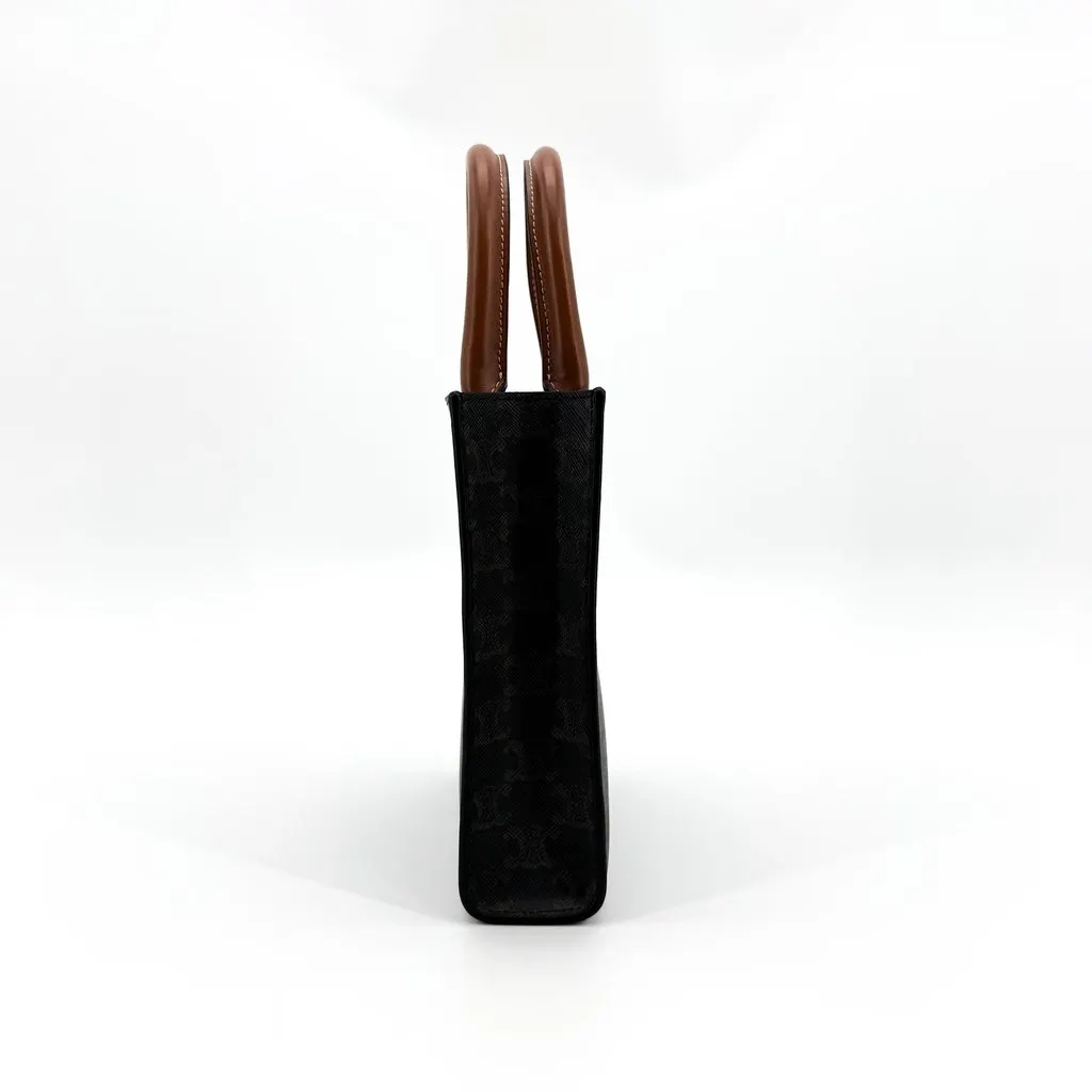 Celine Mini Vertical Cabas in Triomphe Canvas Tan Black Canvas Very good - Inside View
