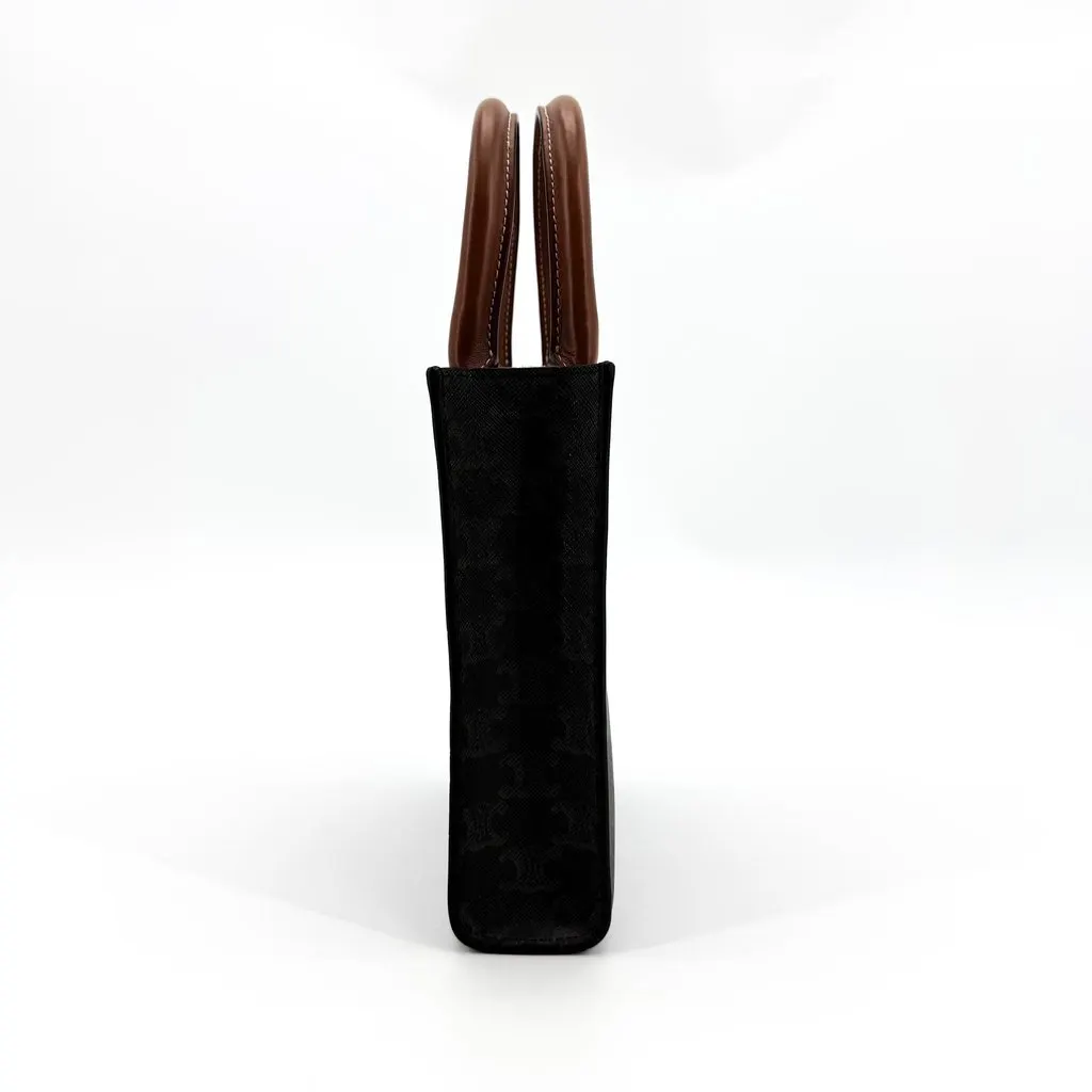 Celine Mini Vertical Cabas in Triomphe Canvas Tan Black Canvas Very good - Model View
