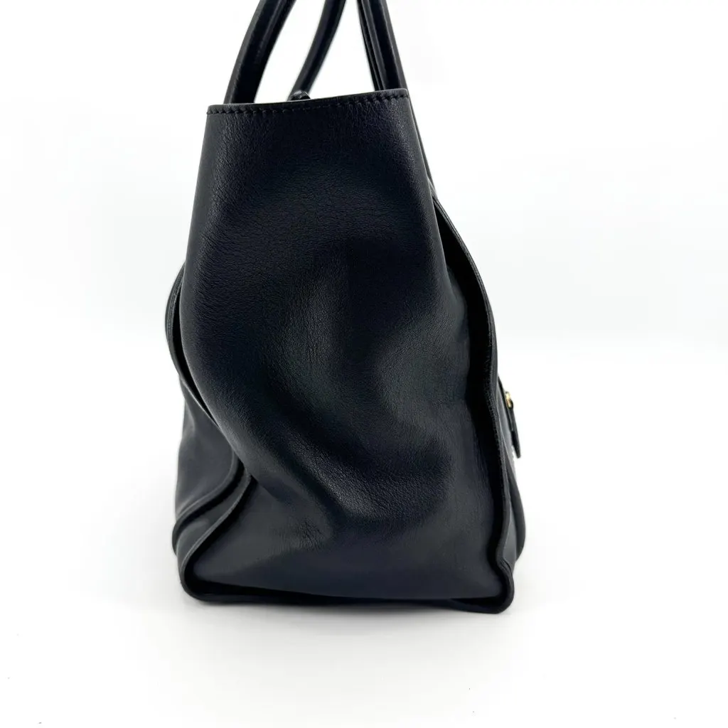 Celine Micro Luggage Bag in Supple Calfskin Black Black Leather Good - Model View