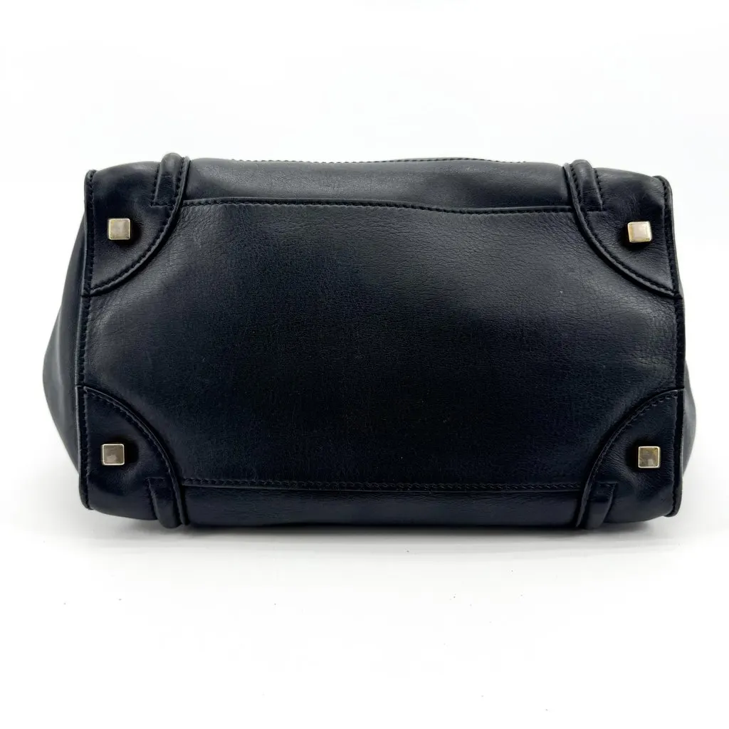 Celine Micro Luggage Bag in Supple Calfskin Black Black Leather Good - Box View