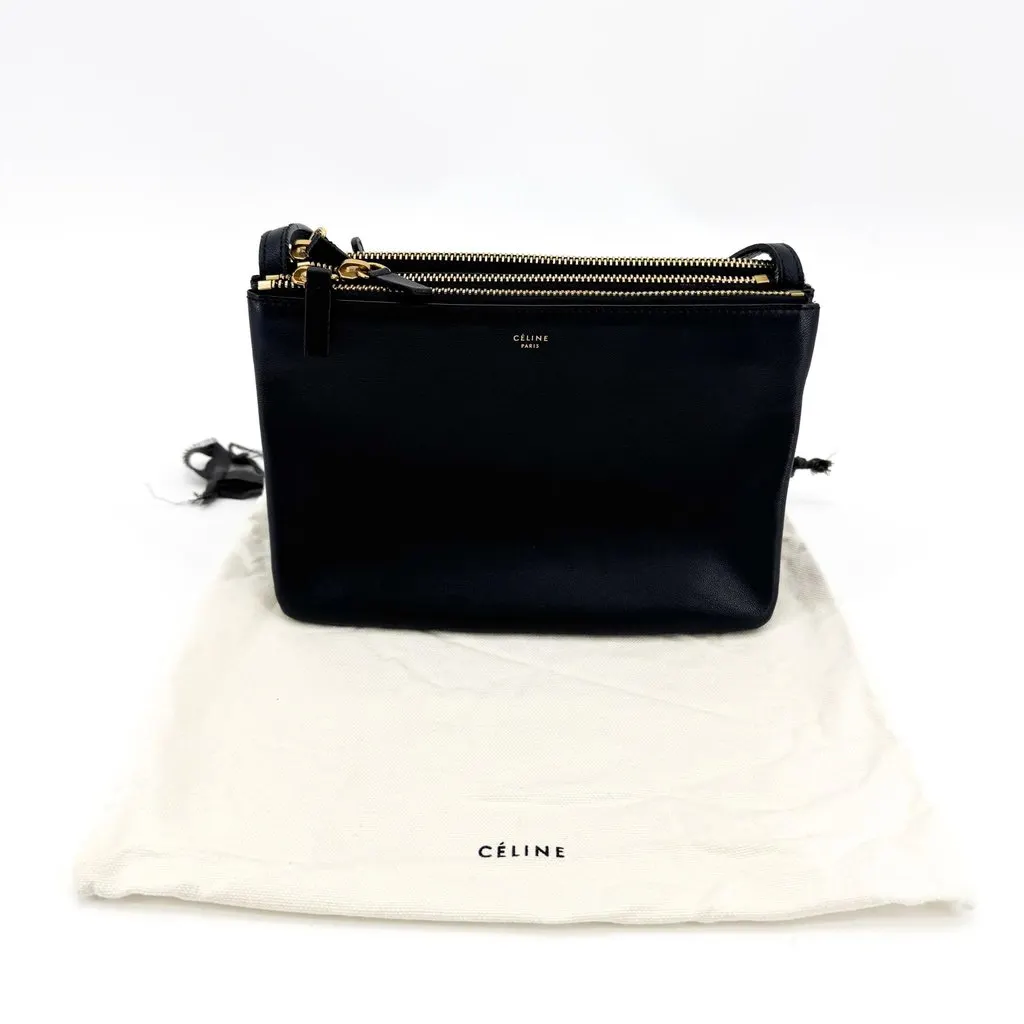 Celine Small Trio Bag Black Black Leather Good - Back View