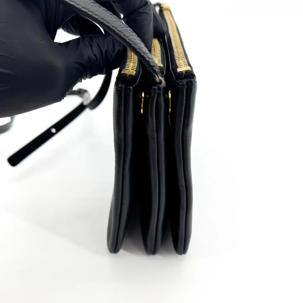 Celine Small Trio Bag Black Black Leather Good - Model View