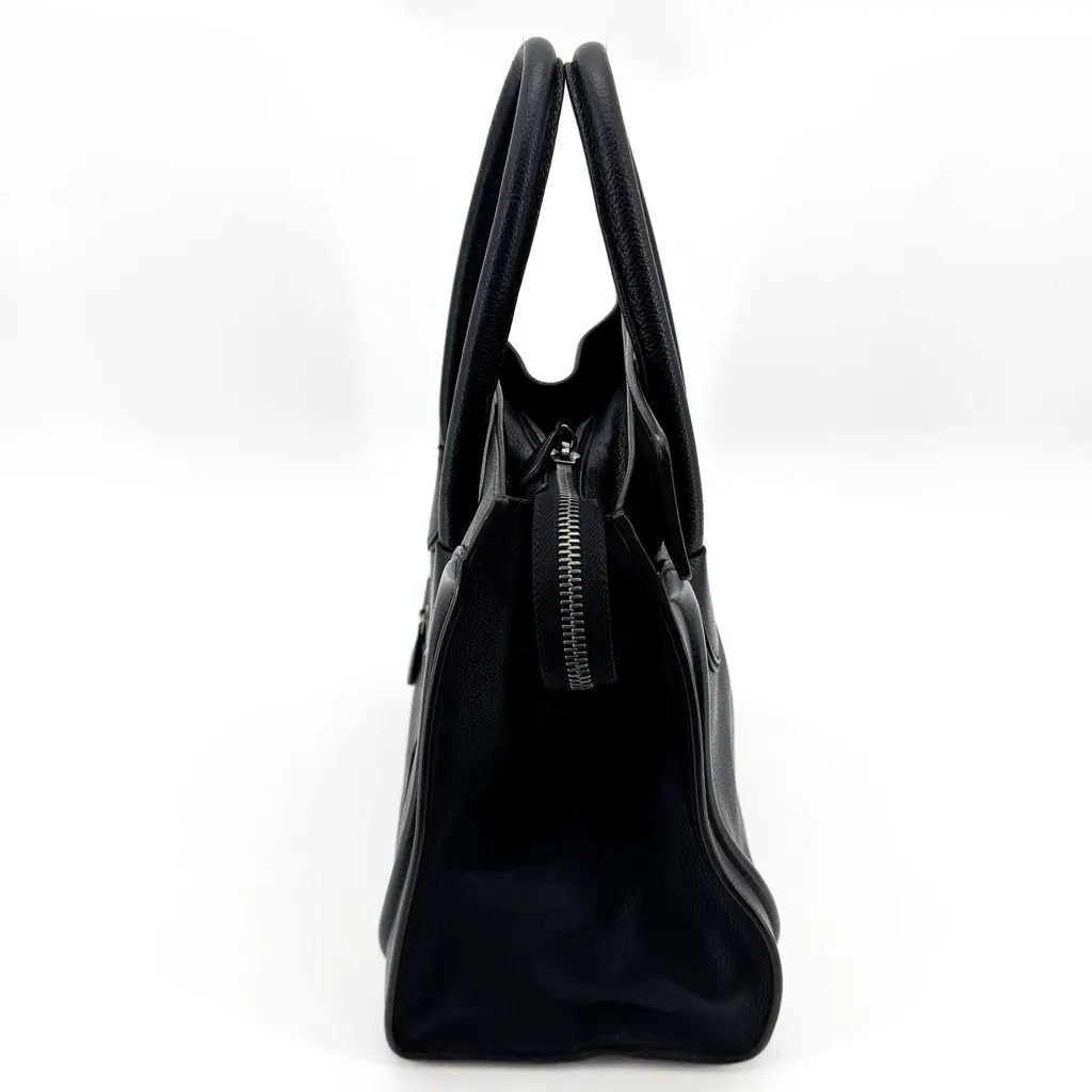 Celine Mini Luggage Bag in Drummed Calfskin Black Black Leather Very good - Inside View
