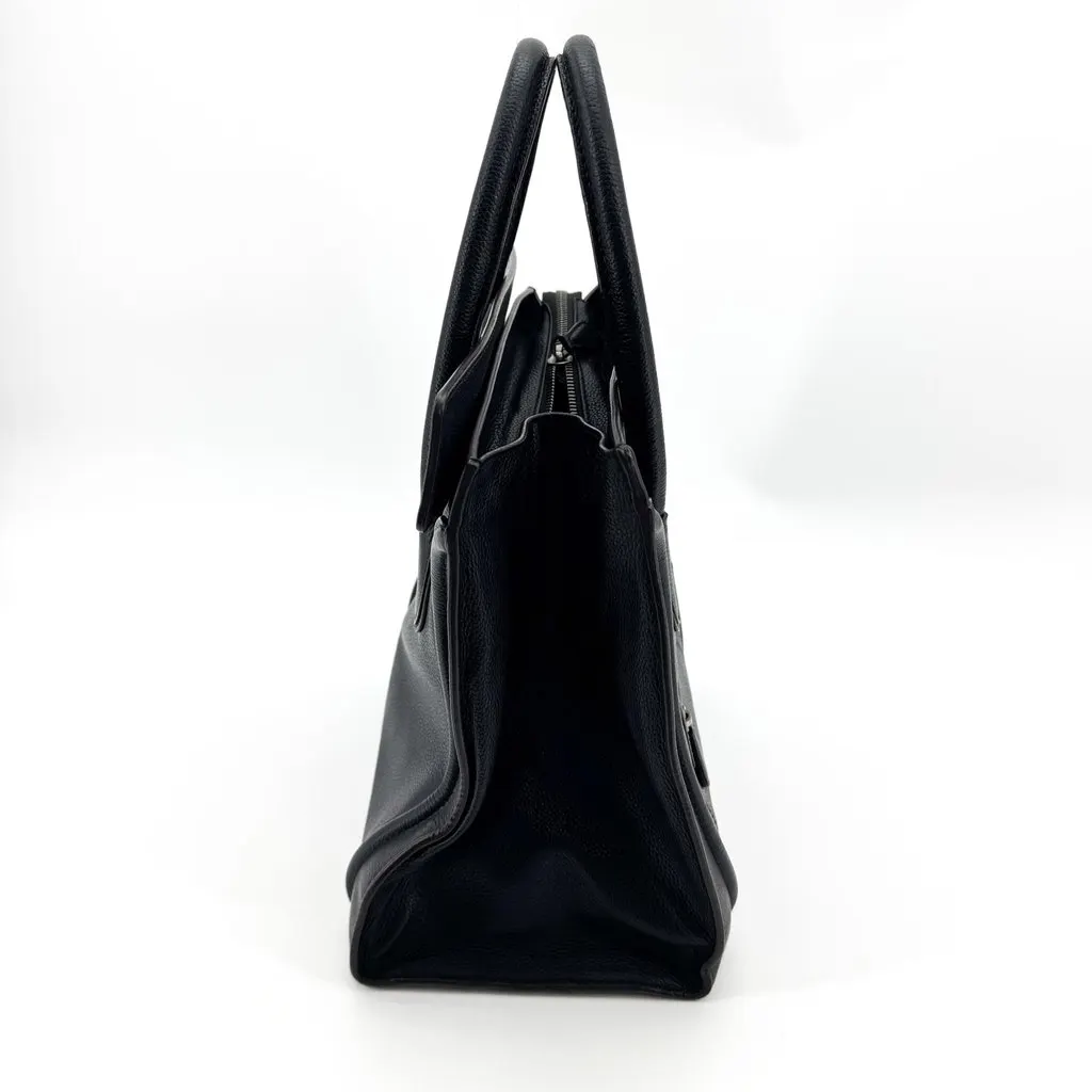 Celine Mini Luggage Bag in Drummed Calfskin Black Black Leather Very good - Model View
