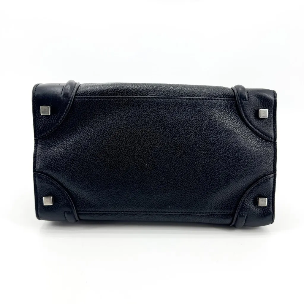 Celine Mini Luggage Bag in Drummed Calfskin Black Black Leather Very good - Box View