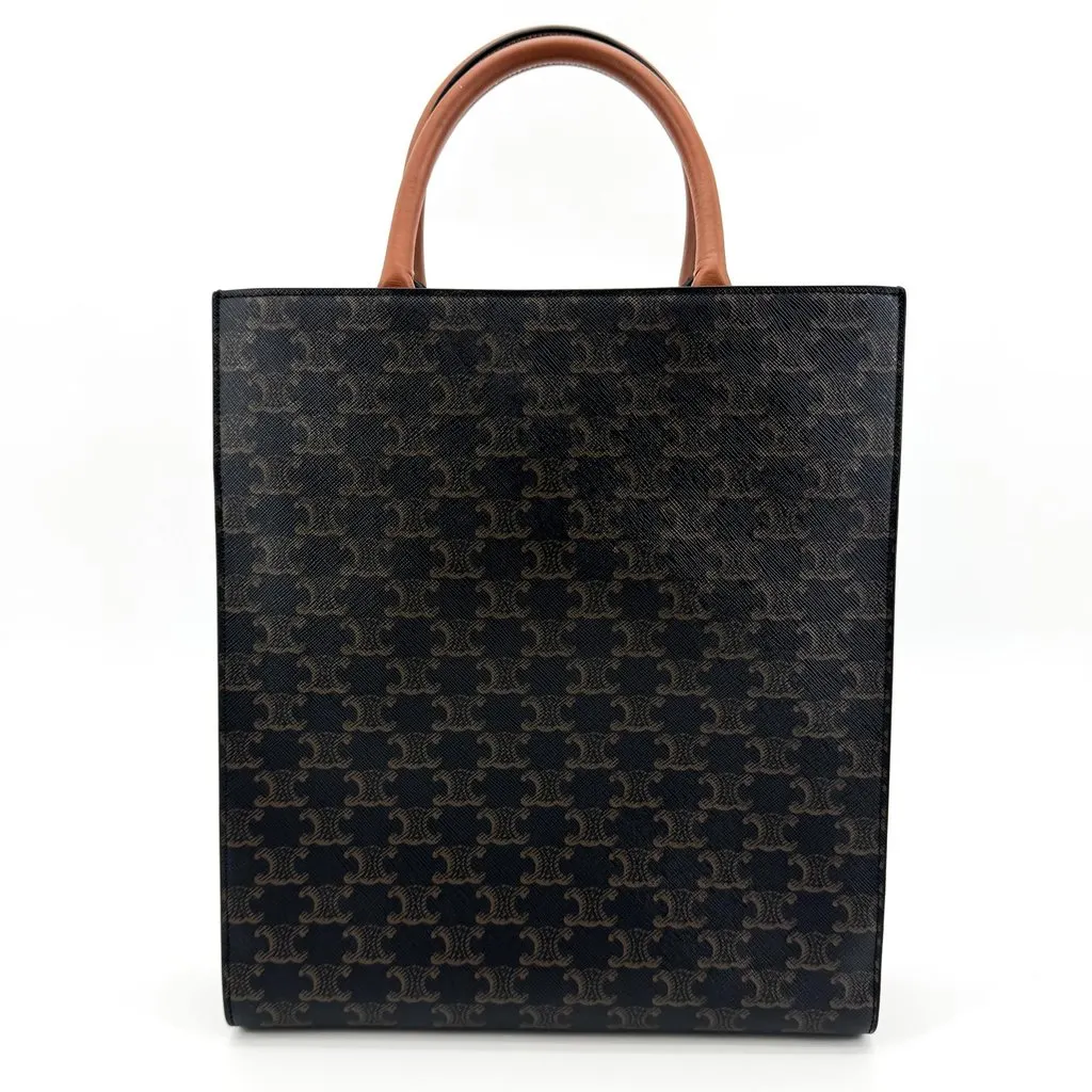 Celine Mini Vertical Cabas in Triomphe Canvas Tan Black Canvas Very good - Inside View