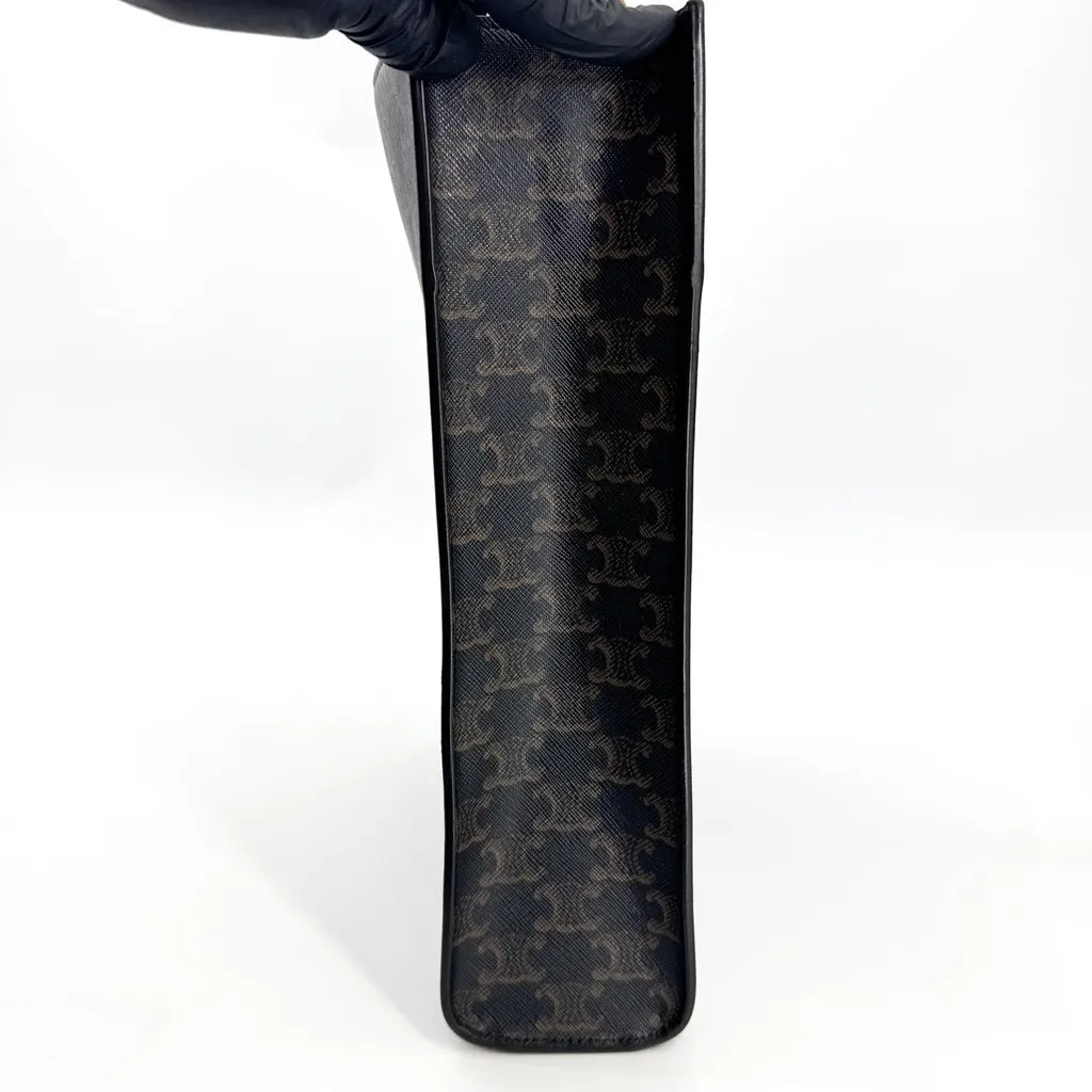 Celine Mini Vertical Cabas in Triomphe Canvas Tan Black Canvas Very good - Model View