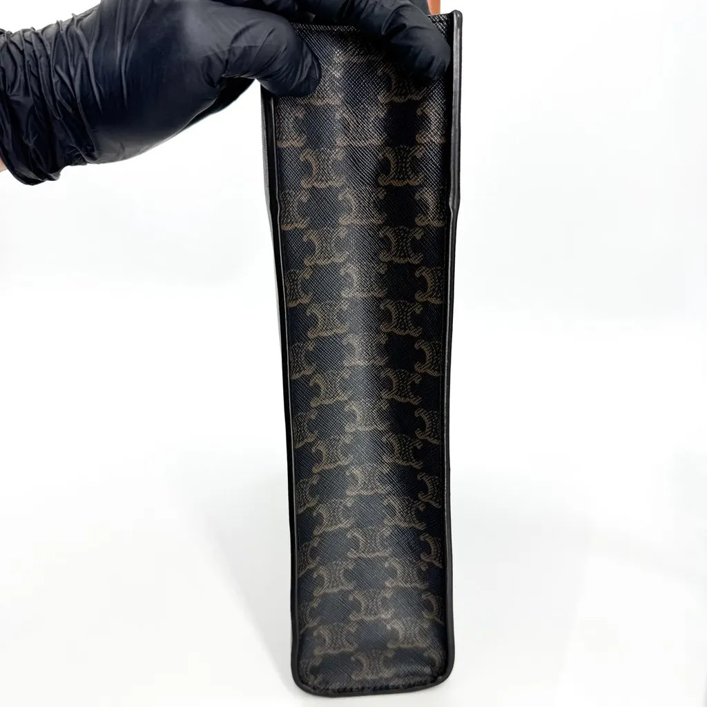 Celine Mini Vertical Cabas in Triomphe Canvas Tan Black Canvas Very good - Box View