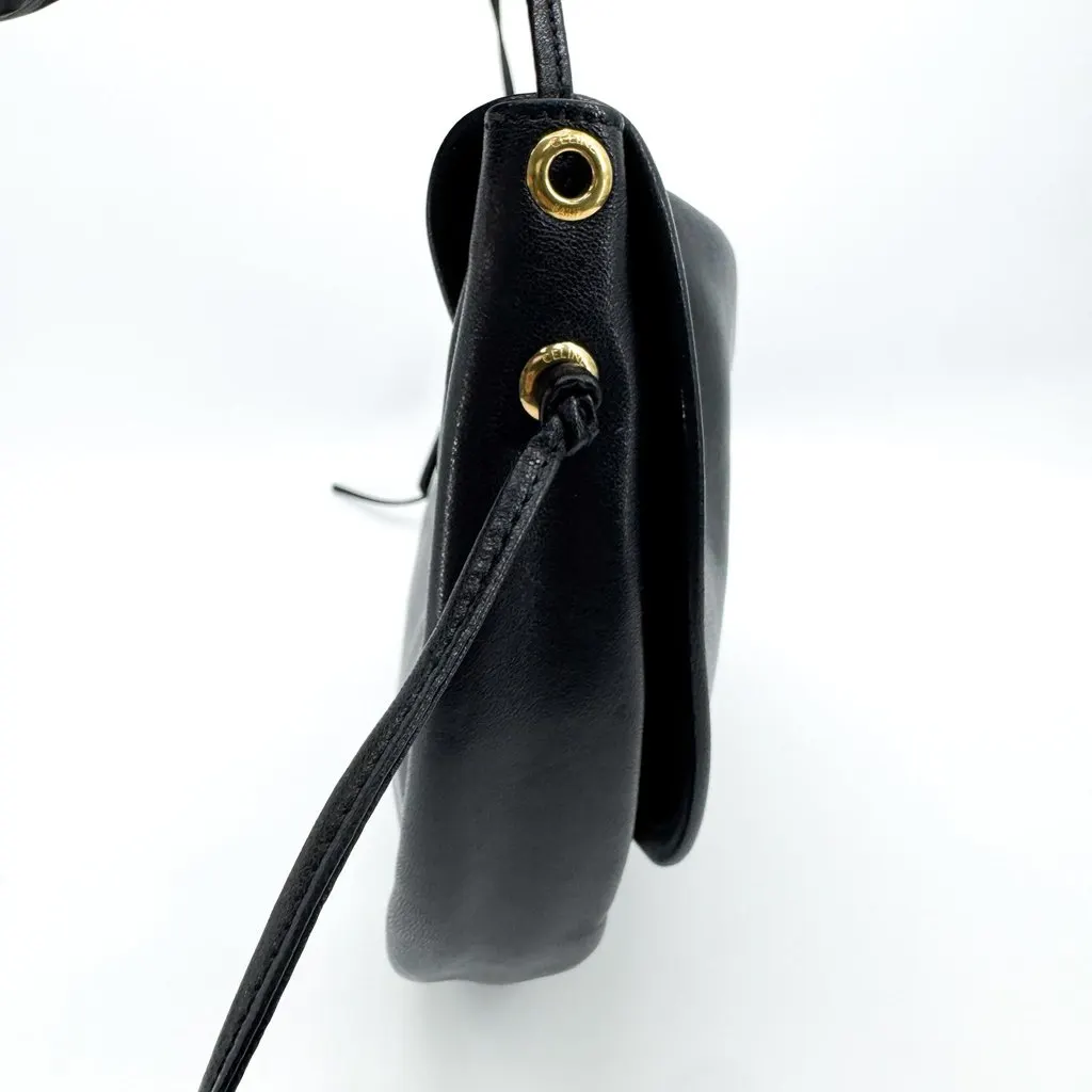 Celine Soft Leather Triomphe Shoulder Bag Black Black Leather Very good - Box View