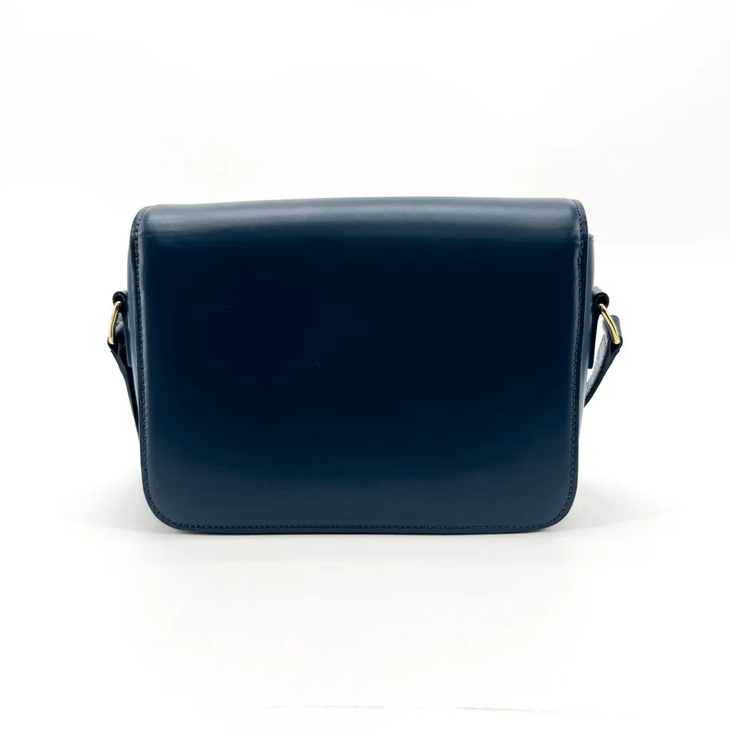 Celine Teen Triomphe Bag in Shiny Calfskin Navy Blue Leather Very good - Inside View