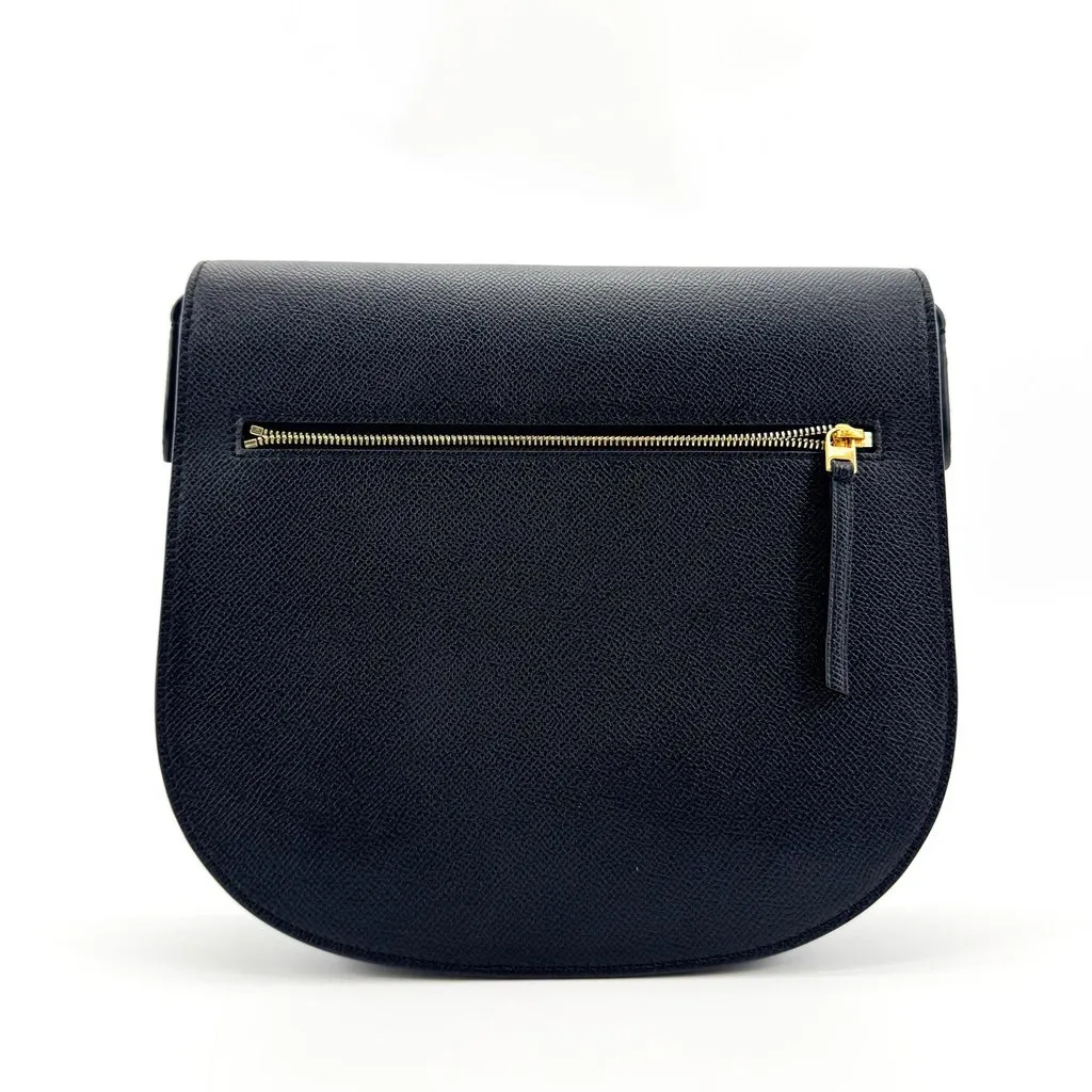 Celine Small Trotteur Shoulder Bag Navy Grained Calfskin Navy Leather Very good - Back View