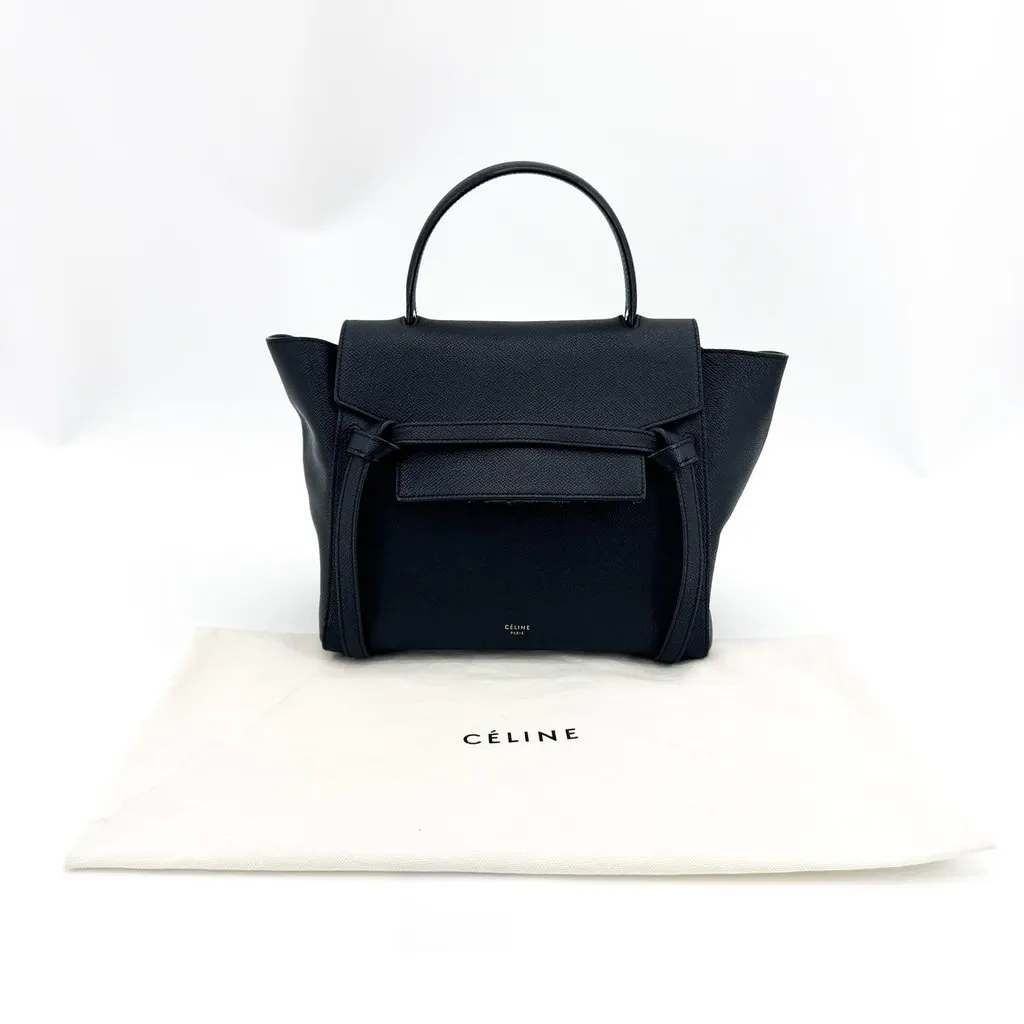 Celine Nano Belt Bag in Grained Calfskin Black Black Leather Very good - Back View