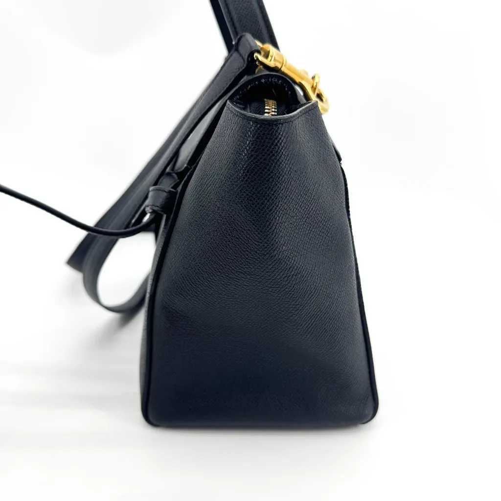 Celine Nano Belt Bag in Grained Calfskin Black Black Leather Very good - Model View