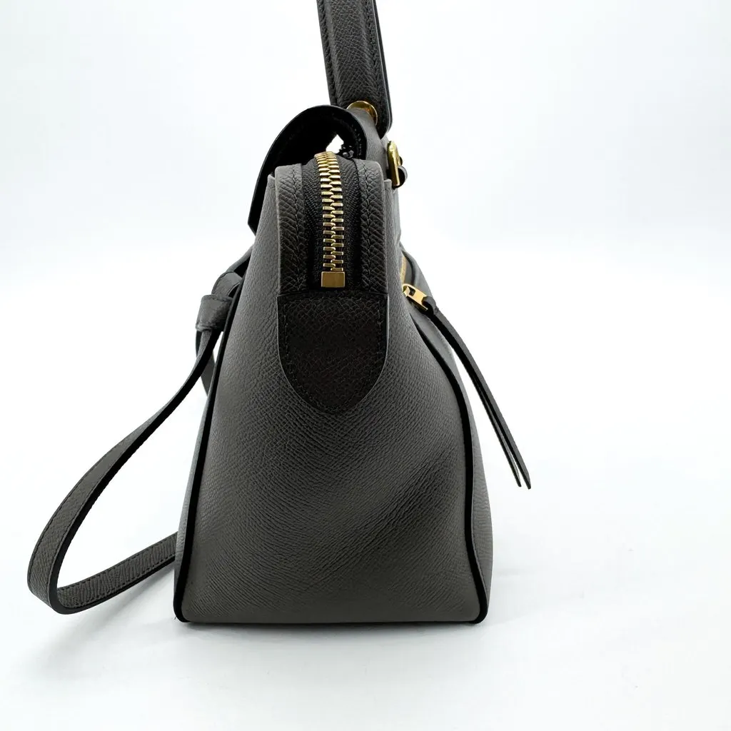 Celine Grained Calfskin Nano Belt Bag Grey MultiColor Leather Good - Model View
