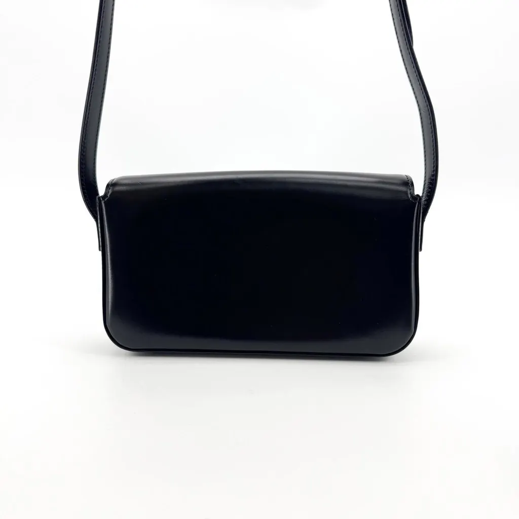 Celine Shiny Calfskin Triomphe Shoulder Bag Black Black Leather Very good - Inside View