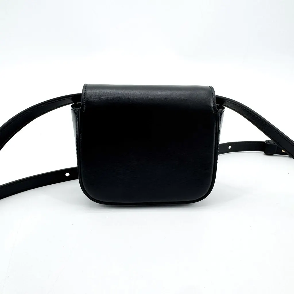Celine Mini Triomphe Belt Bag in Shiny Calfskin Black Black Leather Very good - Back View