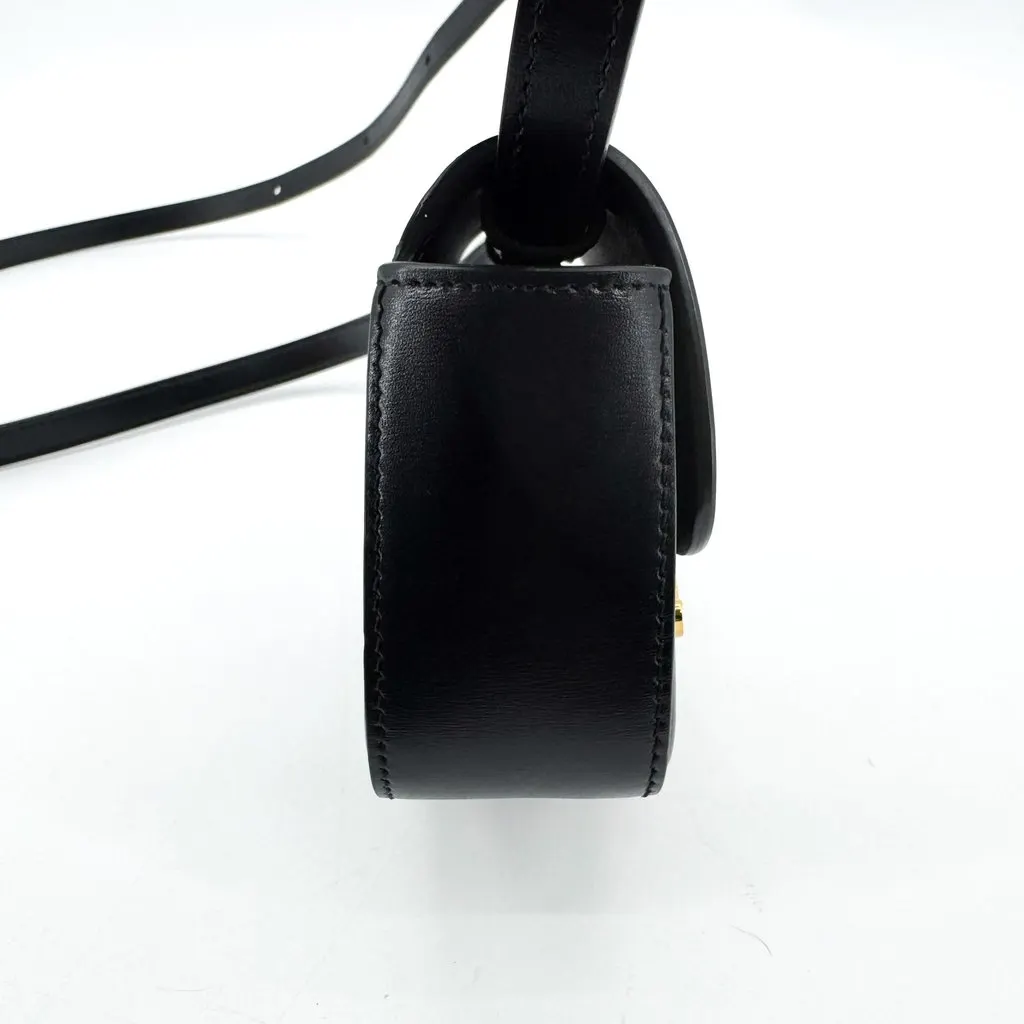 Celine Mini Triomphe Belt Bag in Shiny Calfskin Black Black Leather Very good - Model View