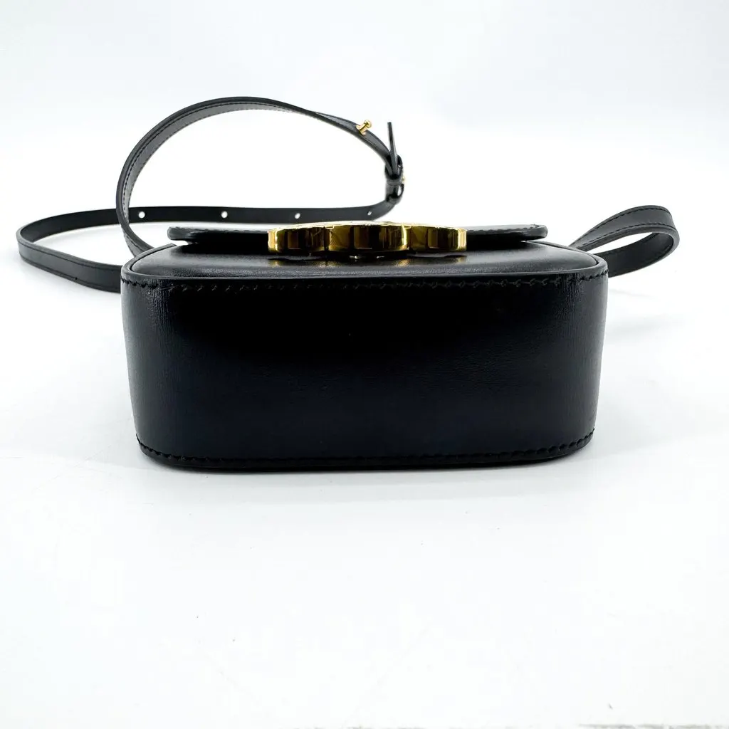 Celine Mini Triomphe Belt Bag in Shiny Calfskin Black Black Leather Very good - Box View