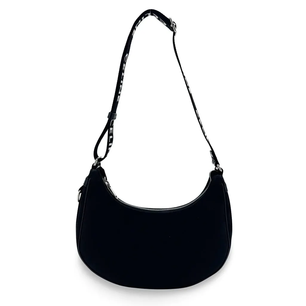 Celine متوسطة Ava حقيبة Textile و جلد العجل أسود