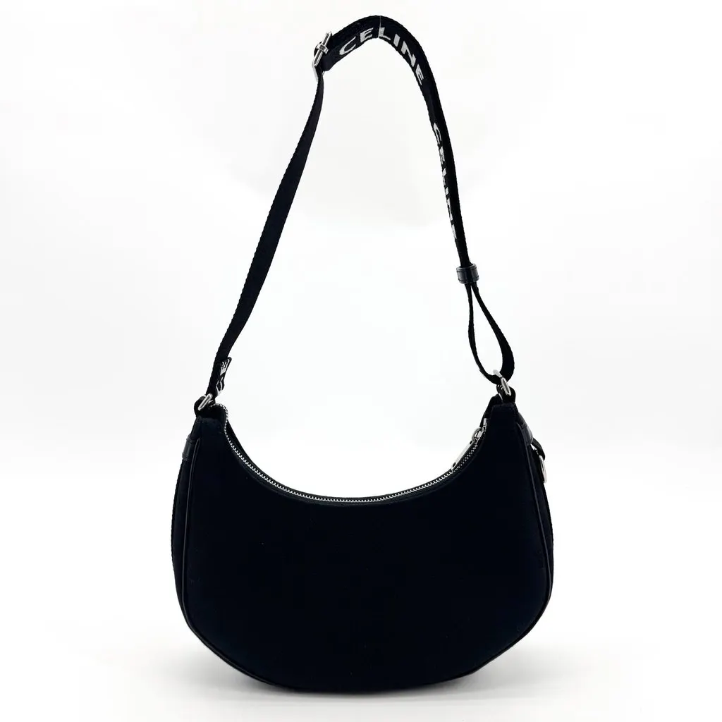 Celine Medium Ava Bag in Textile and Calfskin Black Black Leather Good - Inside View