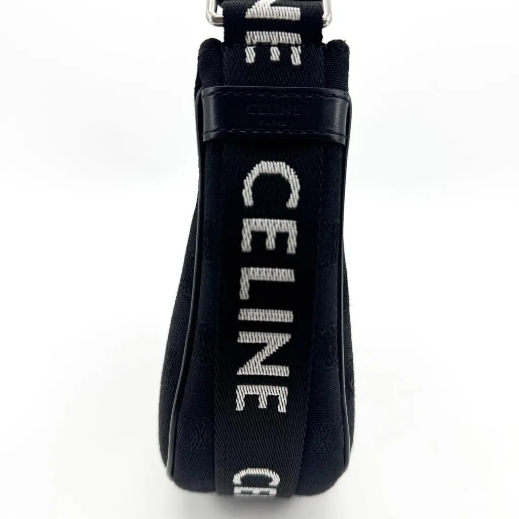 Celine Medium Ava Bag in Textile and Calfskin Black Black Leather Good - Model View