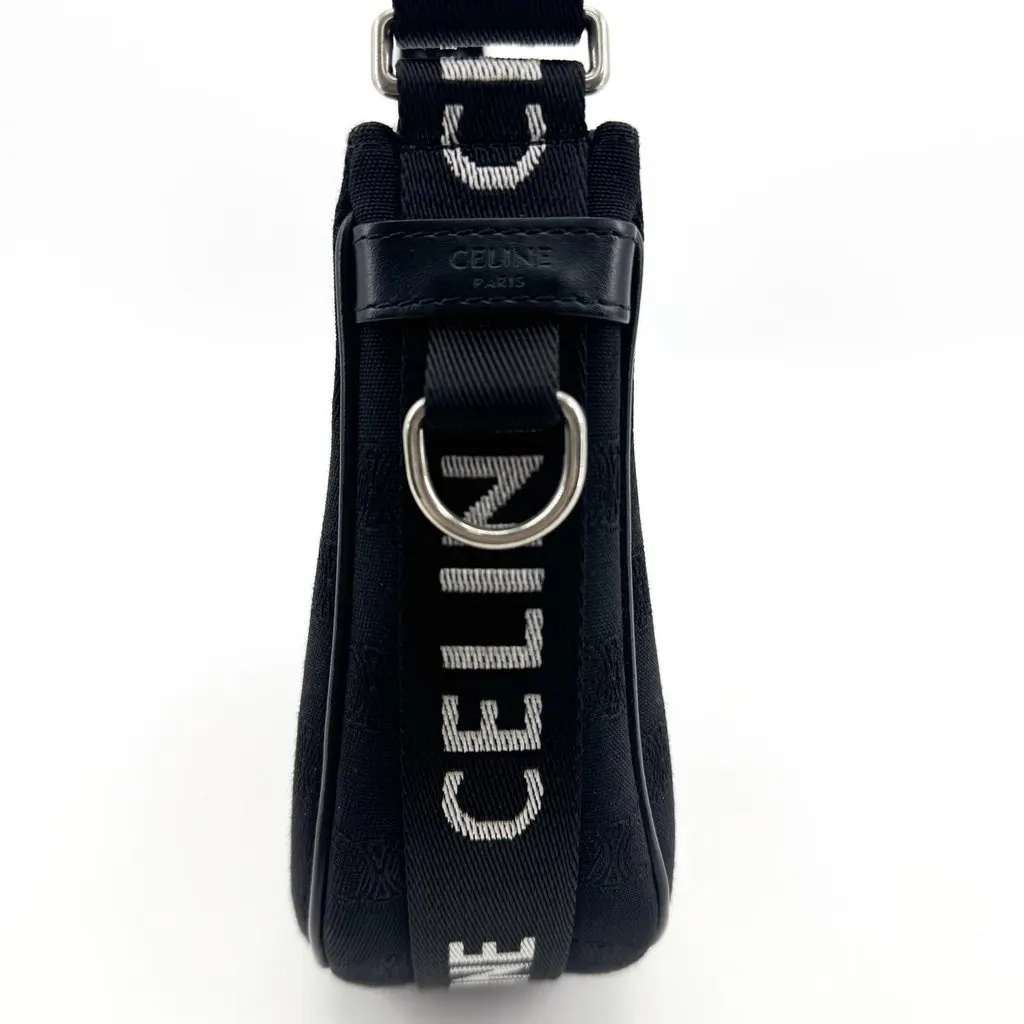 Celine Medium Ava Bag in Textile and Calfskin Black Black Leather Good - Box View