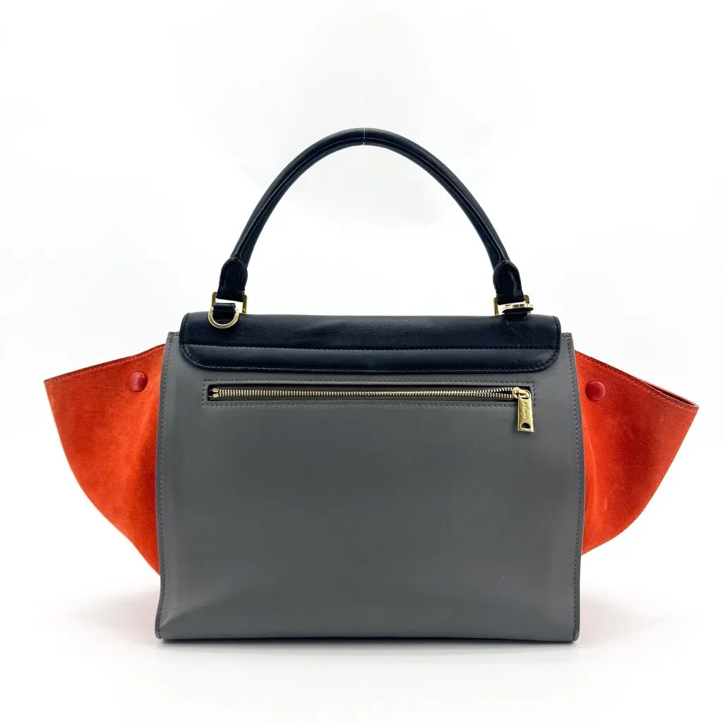 Celine Medium Trapeze Tricolor Tote Bag Navy Leather Good - Back View