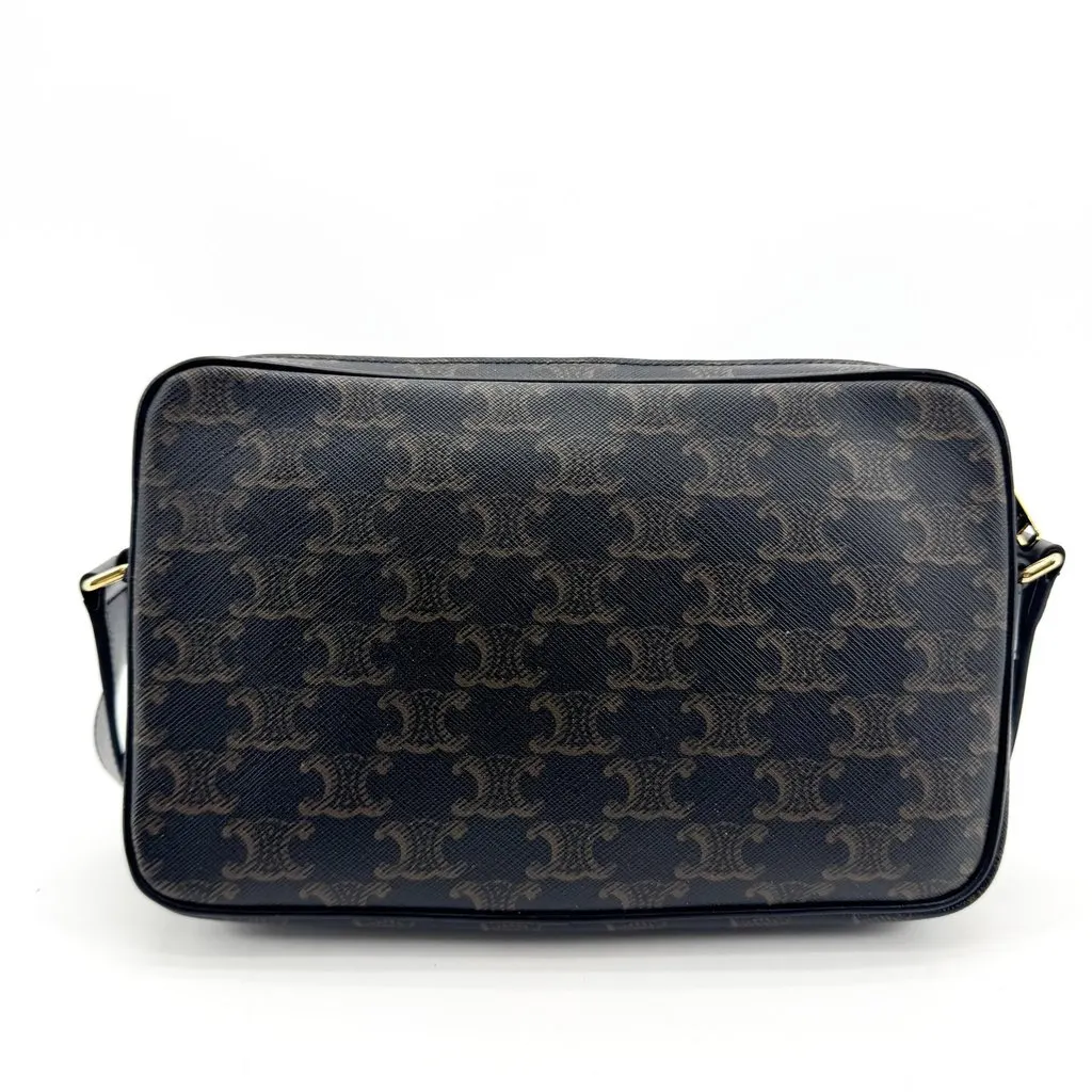 Celine Small Camera Bag in Triomphe Canvas with Celine Print Black Black Canvas Very good - Back View