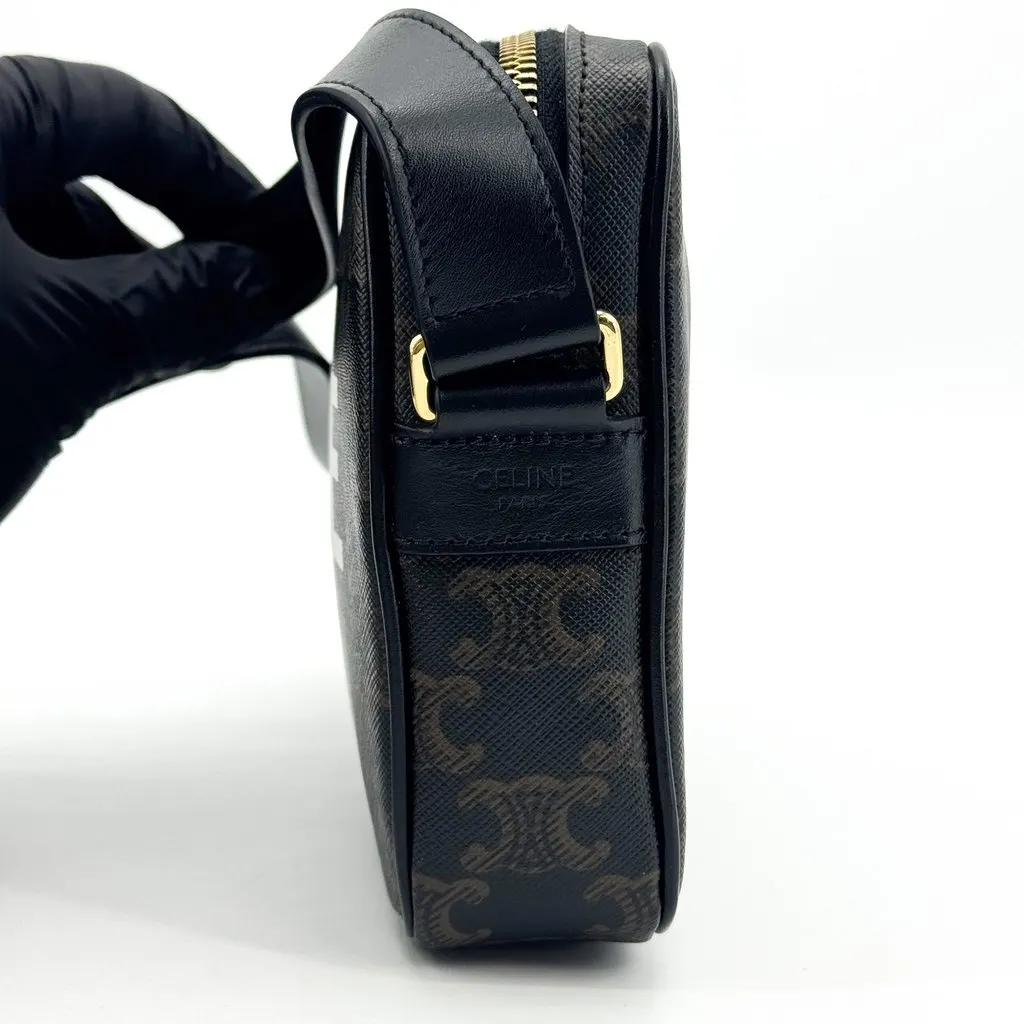 Celine Small Camera Bag in Triomphe Canvas with Celine Print Black Black Canvas Very good - Inside View