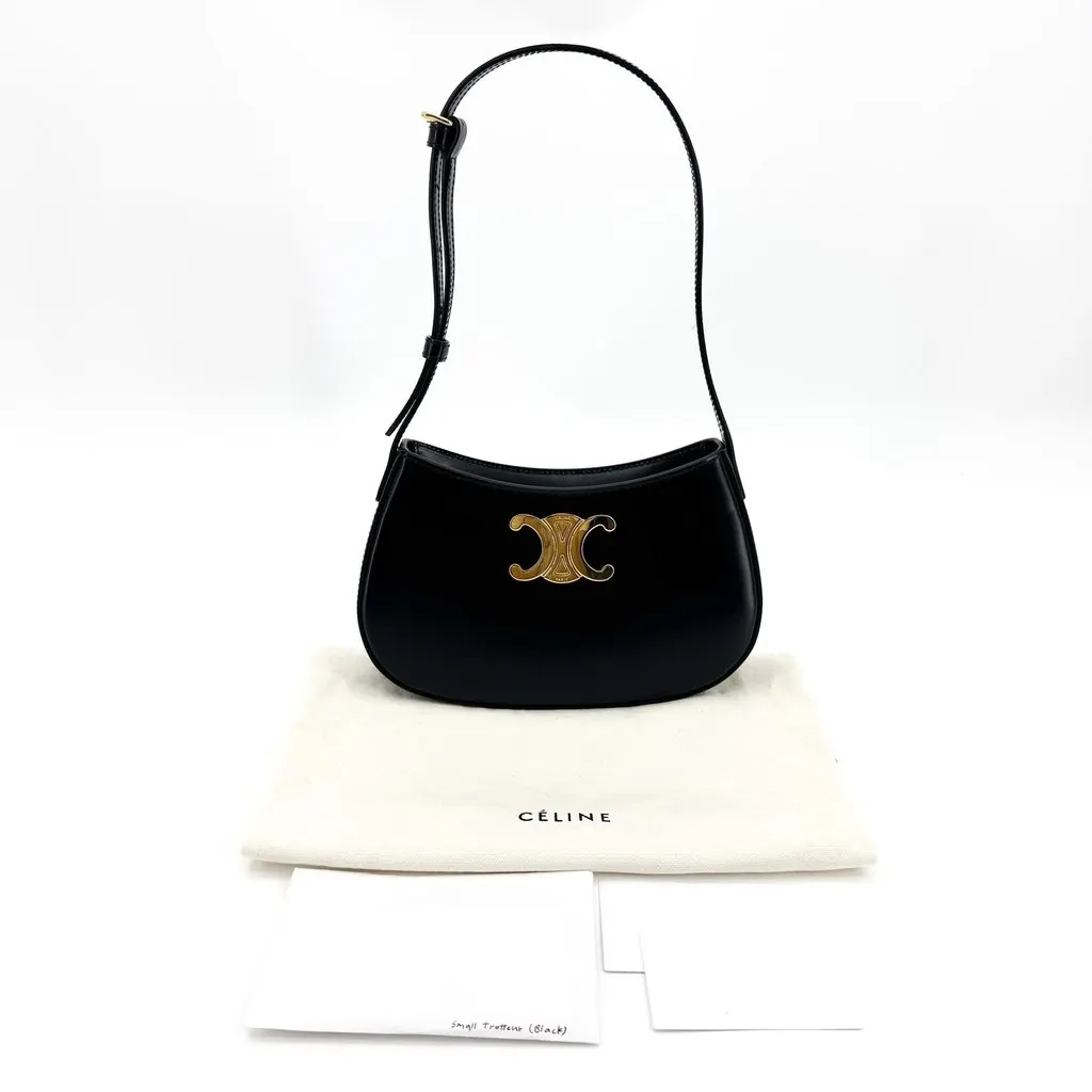 Celine Ava Triomphe Bag in Smooth Calfskin Black Black Leather Very good - Back View