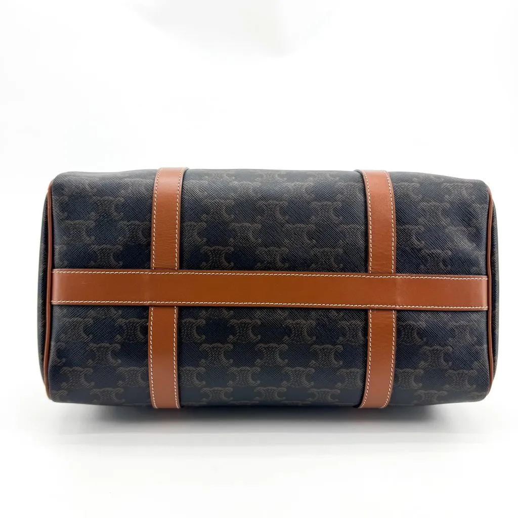 Celine Triomphe Macadam Boston Bag 30 Brown Black Canvas Good - Box View