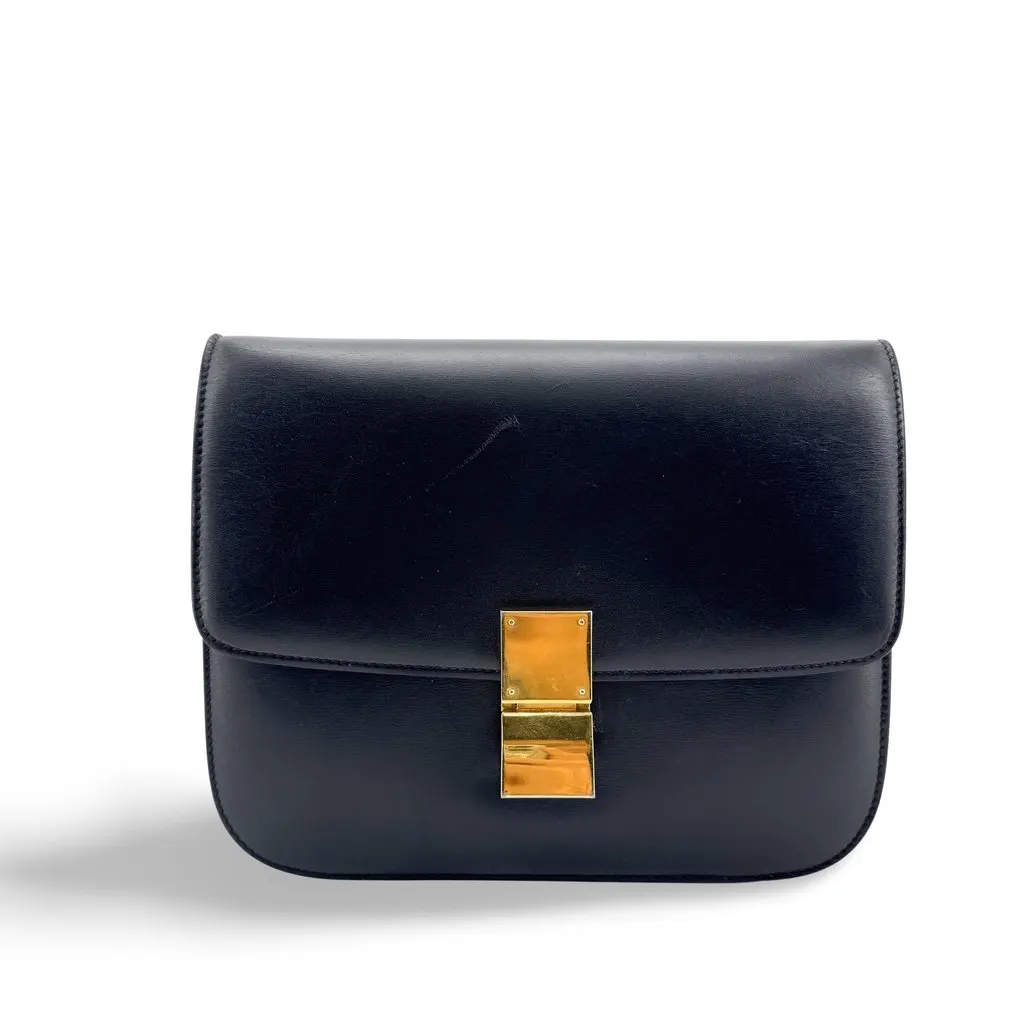 Celine متوسطة كلاسيك Box حقيبة أسود ذهبي