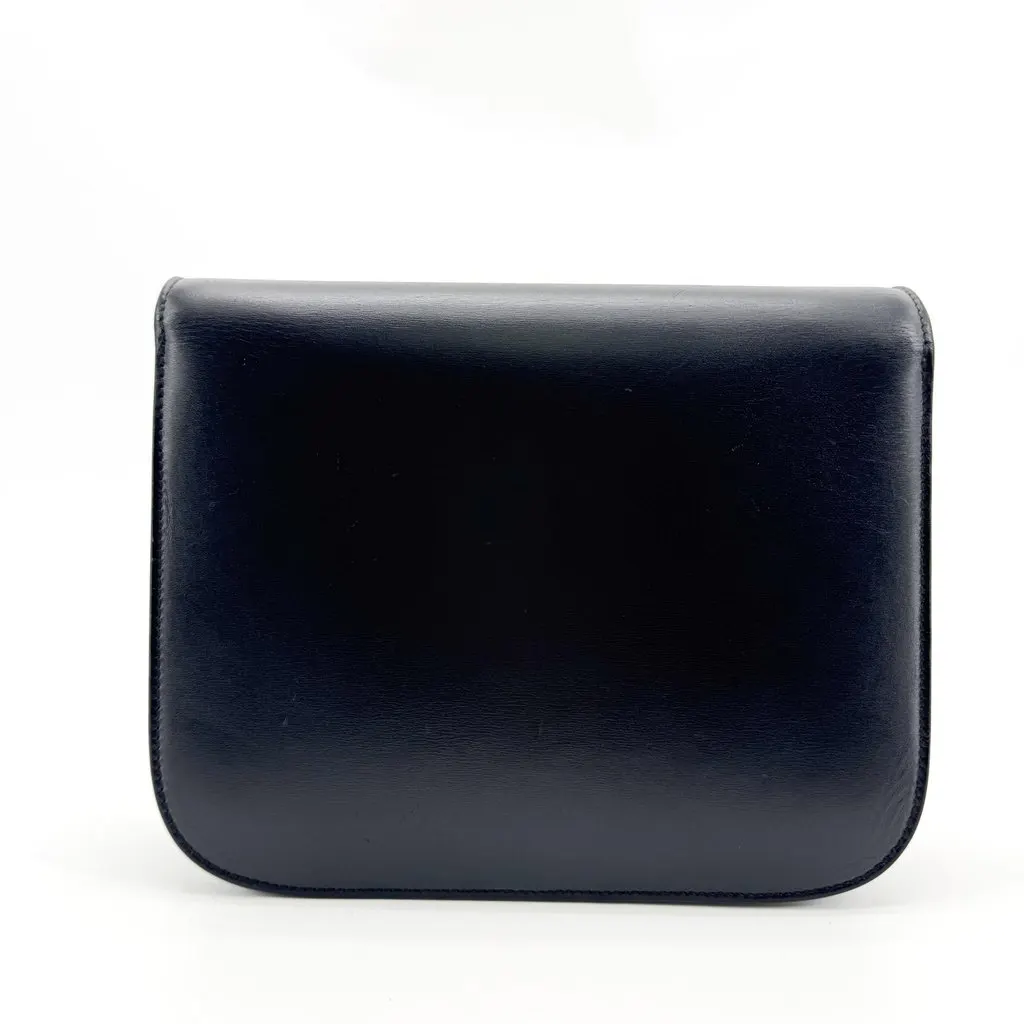 Celine Medium Classic Box Bag Black Gold Black Leather Fair - Back View