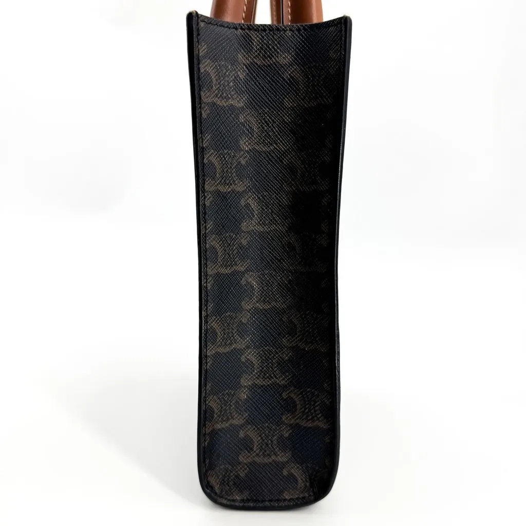 Celine Mini Vertical Cabas in Triomphe Canvas Tan Black Canvas Very good - Inside View
