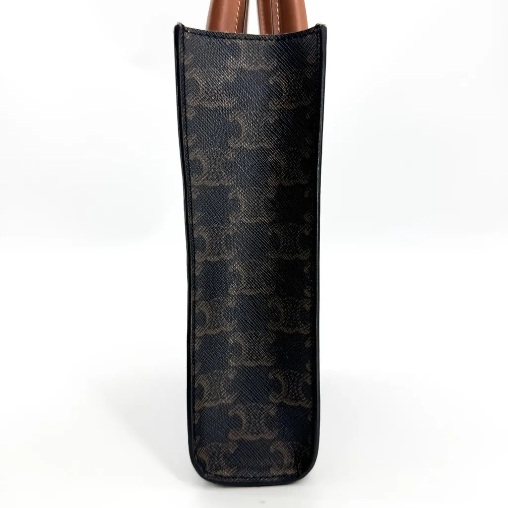 Celine Mini Vertical Cabas in Triomphe Canvas Tan Black Canvas Very good - Model View
