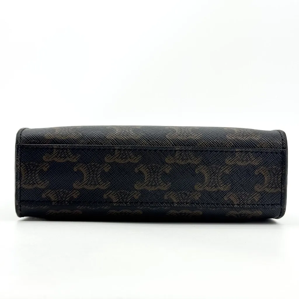 Celine Mini Vertical Cabas in Triomphe Canvas Tan Black Canvas Very good - Box View