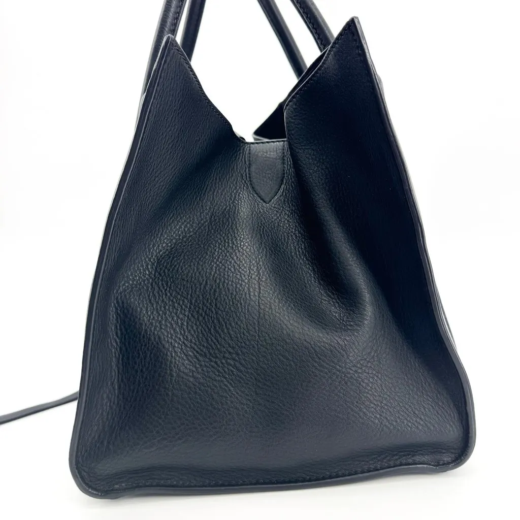 Celine Micro Luggage Bag Calfskin Black Black Leather Good - Model View