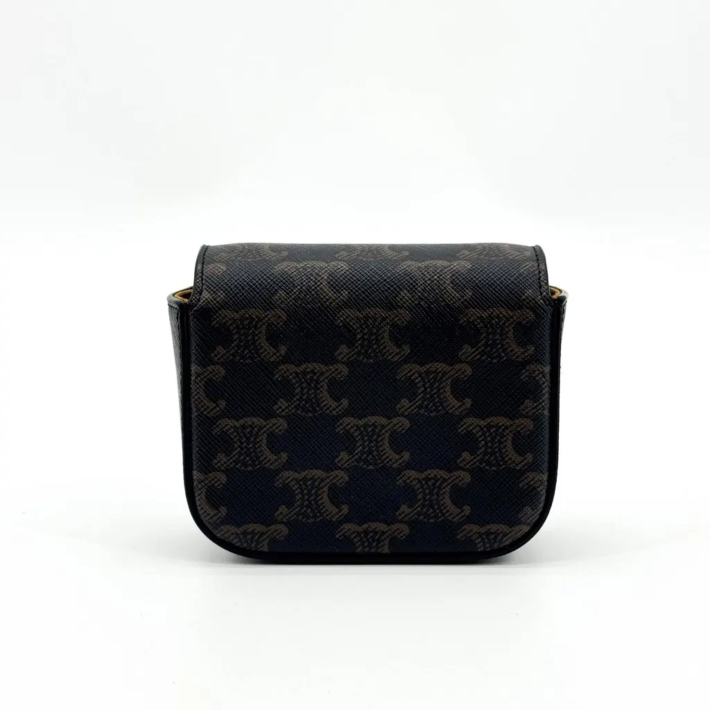 Celine Mini Triomphe in Triomphe Canvas Tan Black Canvas Very good - Inside View