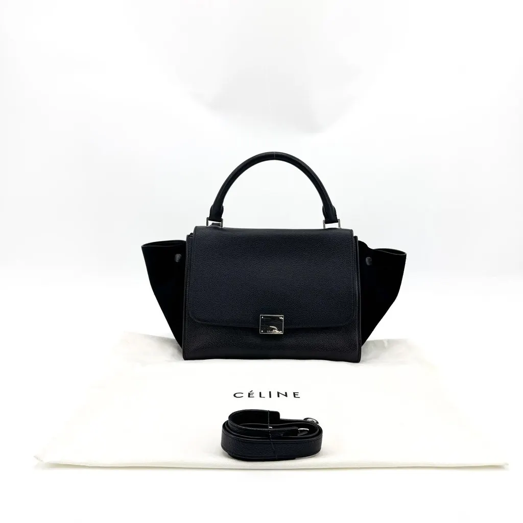 Celine Small Trapeze Handbag Black Black Leather Good - Back View