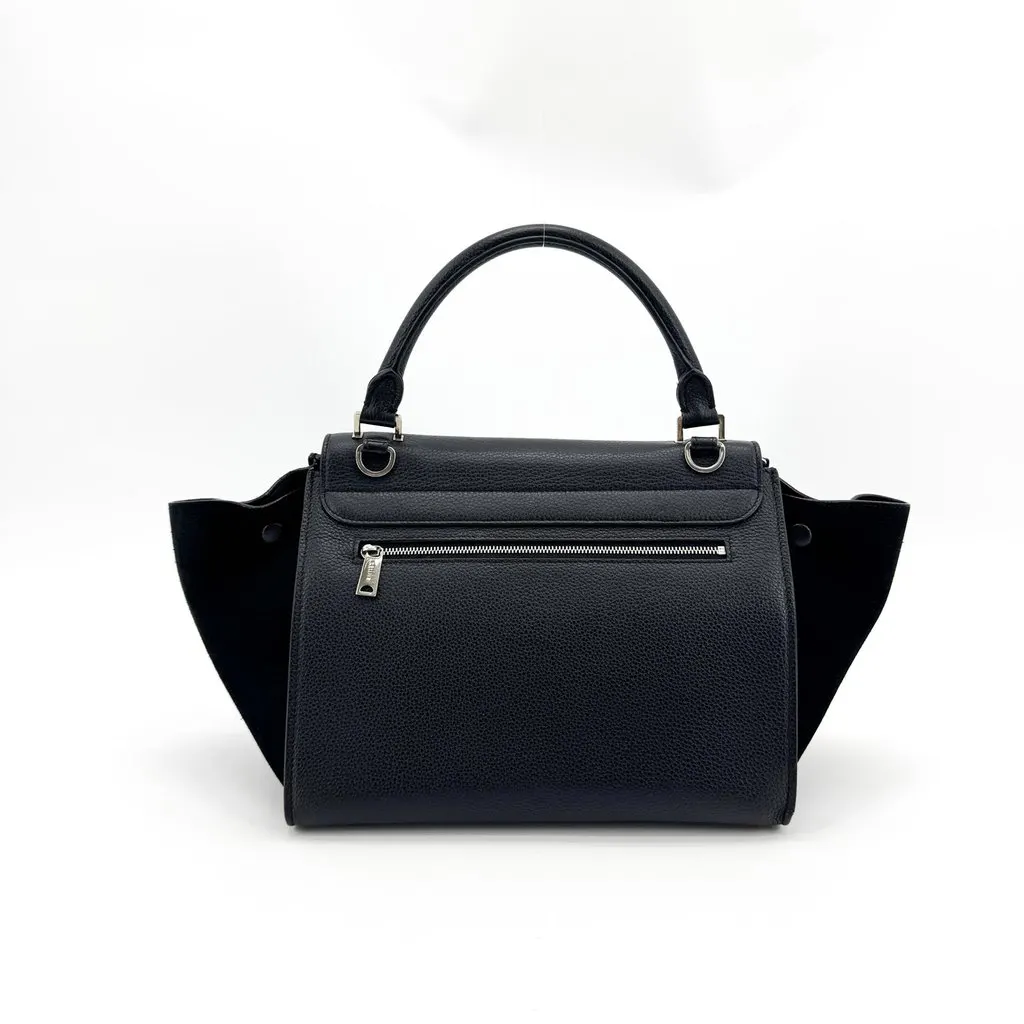 Celine Small Trapeze Handbag Black Black Leather Good - Inside View
