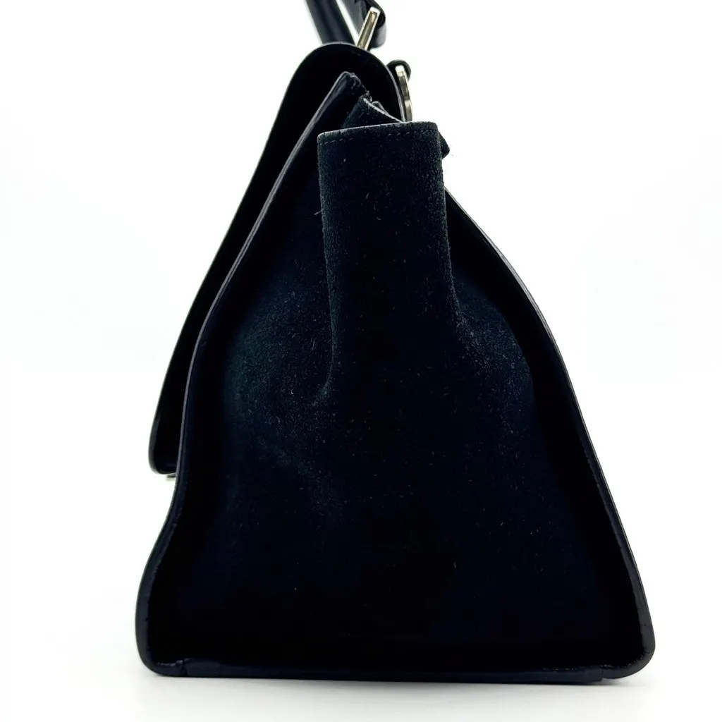 Celine Small Trapeze Handbag Black Black Leather Good - Model View