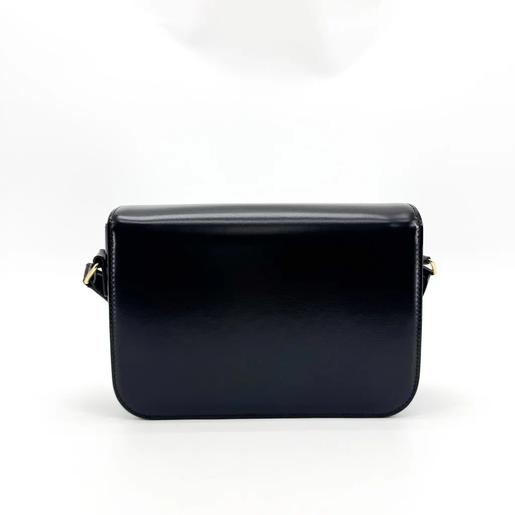 Celine Teen Triomphe Bag in Shiny Calfskin Black Black Leather Very good - Inside View