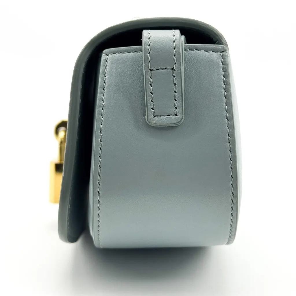 Celine Smooth Calfskin Tabou Clutch Padlock Gold Hardware Slate Blue Blue Leather Good - Model View