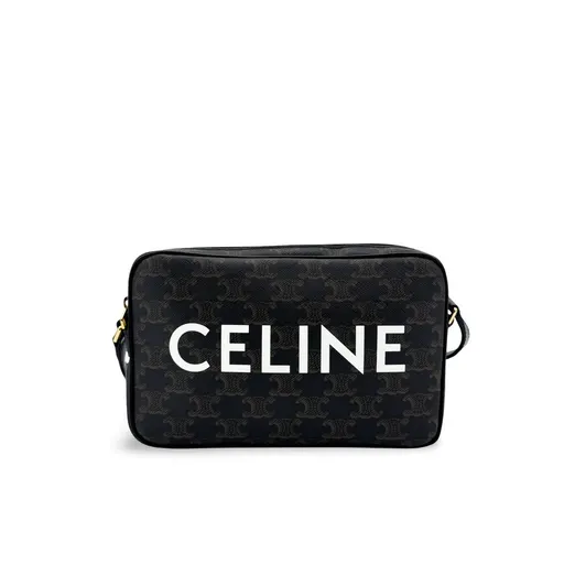 Celine Medium Camera Bag in Triomphe Canvas Black