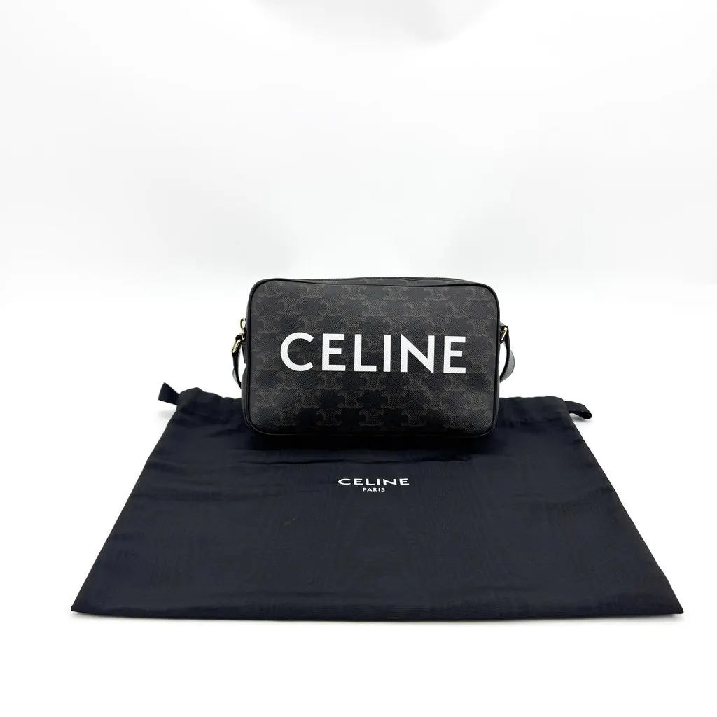 Celine Medium Camera Bag in Triomphe Canvas Black Black Canvas Very good - Back View