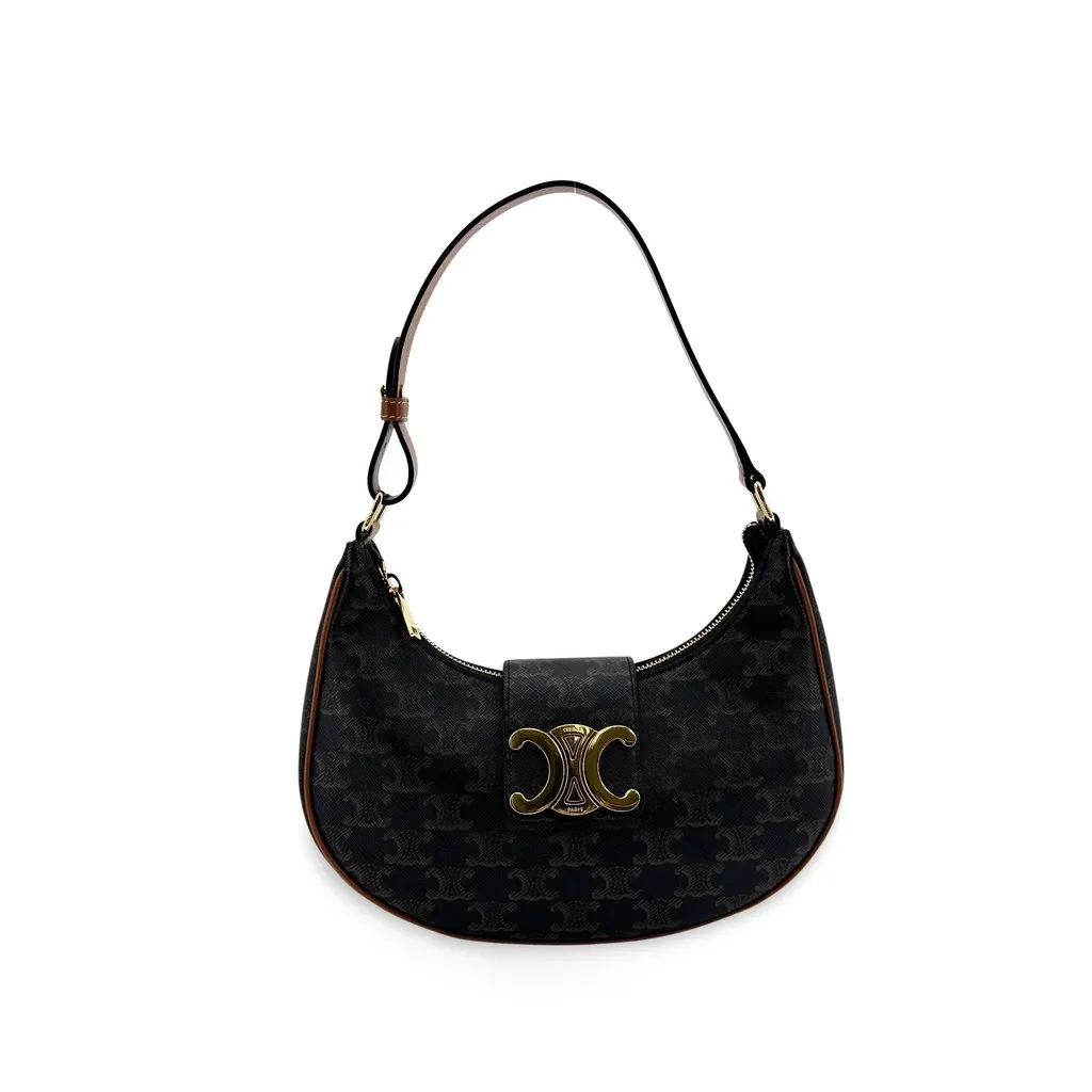 Celine Ava Triomphe Bag in Triomphe Canvas Black Black Canvas Very good - Front View