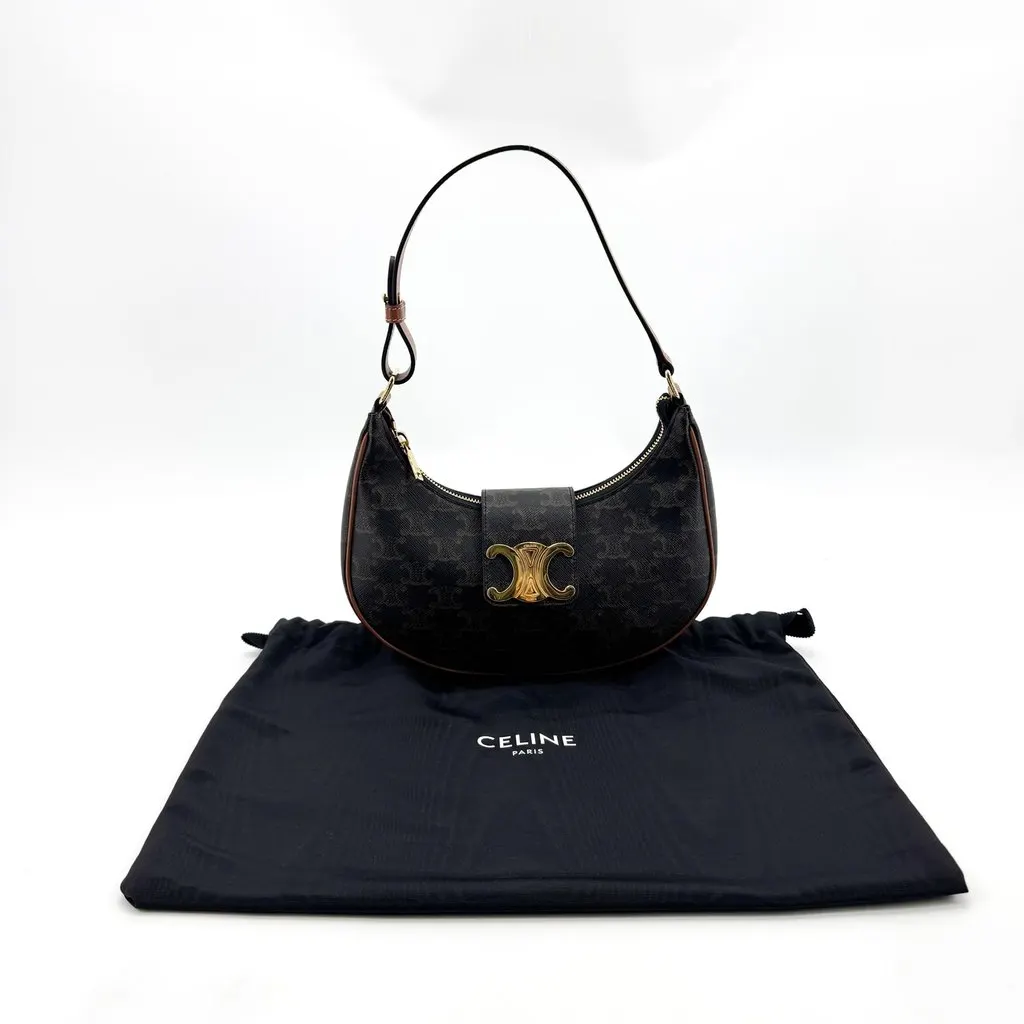Celine Ava Triomphe Bag in Triomphe Canvas Black Black Canvas Very good - Back View