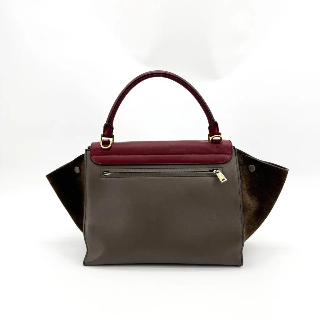 Celine Small Trapeze Bag Burgundy Dark Brown Brown Leather Good - Inside View