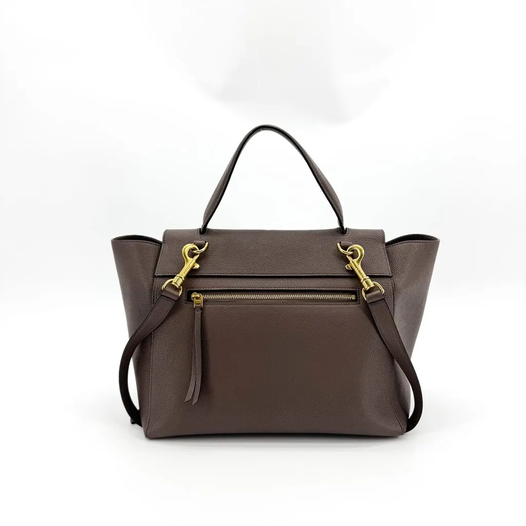 Celine Micro Belt Bag Souris Grained Calfskin Brown Leather Good - Back View